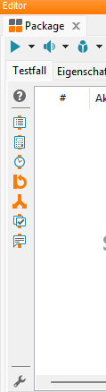 Toolbar für Testschritte im Package-Editor