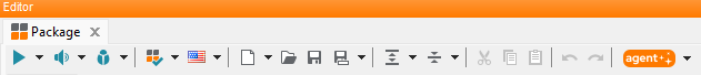 Main toolbar in the package editor