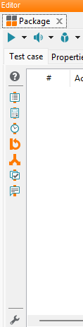 Test step toolbar in the package editor