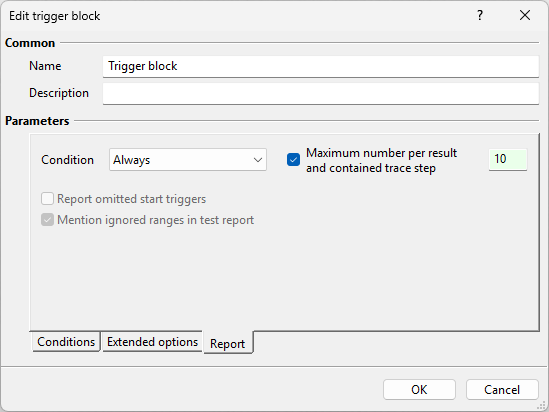 Trigger Control Tab Analyses with triggers and calculations - trace.check 2026.1 Help